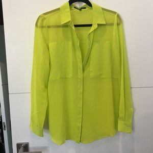 Tahari Lime Yellow Button Down Shirt